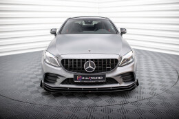 Street Pro Cup Spoilerlippe Front Ansatz für Mercedes-AMG C43 Coupe C205 Facelift schwarz+ Hochglanz Flaps