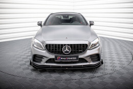 Street Pro Spoilerlippe Front Ansatz + Flaps passend für Mercedes-AMG C43 Coupe / Cabrio C205 FL / A205 FL schwarz Hochglanz
