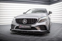 Street Pro Spoilerlippe Front Ansatz + Flaps passend für Mercedes-AMG C43 Coupe / Cabrio C205 FL / A205 FL schwarz Hochglanz