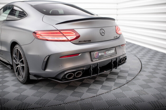 Street Pro Heckschürze Heck Ansatz Diffusor für Mercedes-AMG C43 Coupe C205 Facelift schwarz-rot