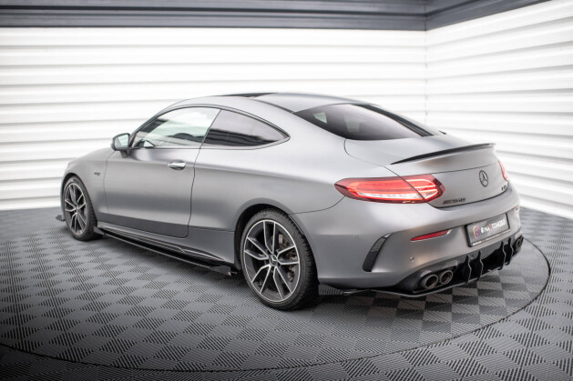 Street Pro Heck Ansatz Flaps Diffusor für Mercedes-AMG C43 Coupe C205 Facelift rot+ Hochglanz Flaps