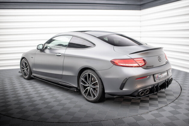 Street Pro Heck Ansatz Flaps Diffusor passend für Mercedes-AMG C43 Coupe C205 Facelift rot+ Hochglanz Flaps