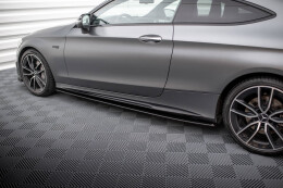 Street Pro Seitenschweller Ansatz Cup Leisten für Mercedes-AMG C43 Coupe C205 Facelift schwarz