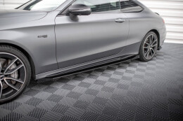 Street Pro Seitenschweller Ansatz Cup Leisten für Mercedes-AMG C43 Coupe C205 Facelift schwarz+ Hochglanz Flaps