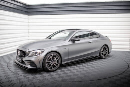 Street Pro Seitenschweller Ansatz Cup Leisten für Mercedes-AMG C43 Coupe C205 Facelift rot+ Hochglanz Flaps