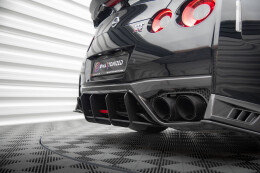 Street Pro Heckschürze Heck Ansatz Diffusor für Nissan GTR R35 Facelift schwarz-rot