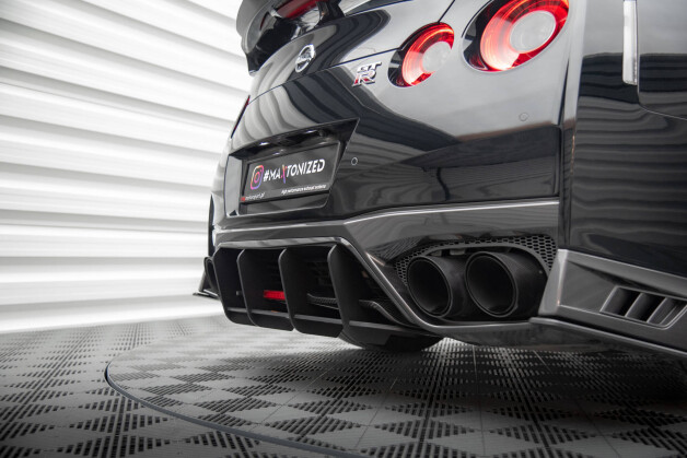 Street Pro Heckschürze Heck Ansatz Diffusor passend für Nissan GTR R35 Facelift rot