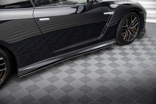 Street Pro Seitenschweller Ansatz Cup Leisten passend für Nissan GTR R35 Facelift SCHWARZ