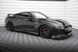 Street Pro Seitenschweller Ansatz Cup Leisten für Nissan GTR R35 Facelift SCHWARZ