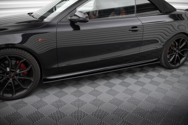Street Pro Seitenschweller Ansatz Cup Leisten passend für Audi A5 / A5 S-Line / S5 Coupe / Cabrio 8T / 8T Facelift SCHWARZ