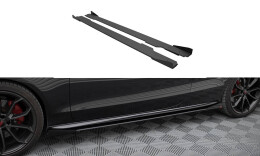 Street Pro Seitenschweller Leisten passend für Audi A5 / A5 S-Line / S5 Coupe / Cabrio 8T / 8T FL rot+ Hochglanz Flaps