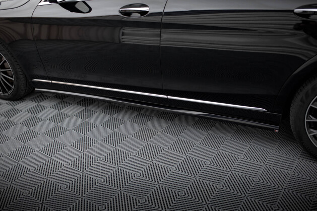 Seitenschweller Ansatz Cup Leisten für Mercedes-Benz S W222 schwarz Hochglanz