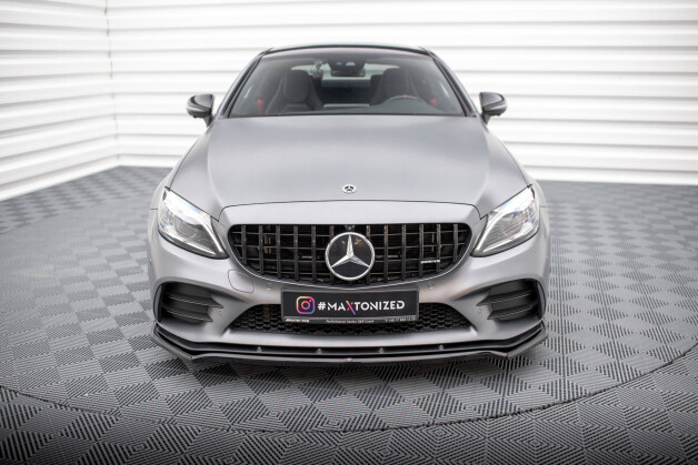 Street+ Spoilerlippe Front Ansatz V.1 passend für Mercedes-AMG C43 Coupe / Cabrio / Limousine / Kombi C205 / A205 / W205 / S205 FL schwarz Hochglanz