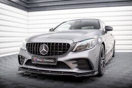 Cup Spoilerlippe Front Ansatz V.1 passend für Mercedes-AMG C43 Coupe / Cabrio / Limousine / Kombi C205 / A205 / W205 / S205 Facelift schwarz Hochglanz