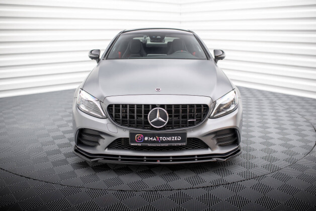 Cup Spoilerlippe Front Ansatz V.2 passend für Mercedes-AMG C43 Coupe / Cabrio / Limousine / Kombi C205 / A205 / W205 / S205 Facelift schwarz Hochglanz