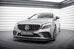 Cup Spoilerlippe Front Ansatz V.2 für Mercedes-AMG C43 Coupe / Cabrio / Limo / Kombi C205 / A205 / W205 / S205 FL schwarz Hochglanz