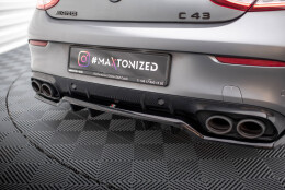 Mittlerer Cup Diffusor Heck Ansatz DTM Look passend für Mercedes-AMG C43 Coupe / Cabrio C205 Facelift / A205 Facelift schwarz Hochglanz