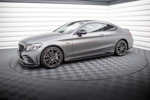 Seitenschweller Ansatz Cup Leisten passend für Mercedes-AMG C43 Coupe / Cabrio C205 Facelift / A205 Facelift schwarz Hochglanz