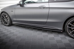Seitenschweller Ansatz Cup Leisten für Mercedes-AMG C43 Coupe C205 Facelift schwarz Hochglanz