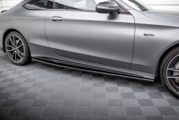 Seitenschweller Ansatz Cup Leisten passend für Mercedes-AMG C43 Coupe / Cabrio C205 Facelift / A205 Facelift schwarz Hochglanz