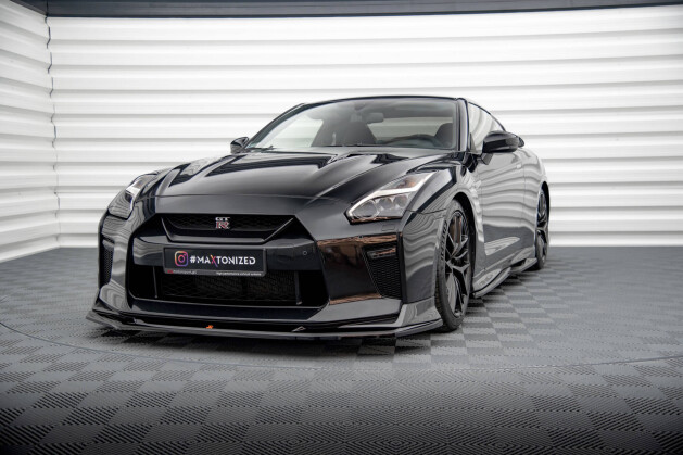 Cup Spoilerlippe Front Ansatz V.1 für Nissan GTR R35 FL schwarz Hochglanz