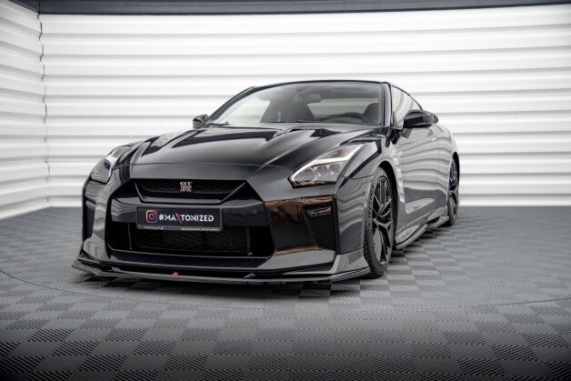 Street+ Spoilerlippe Front Ansatz V.1 passend für Nissan GTR R35 FL schwarz Hochglanz
