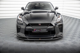 Street+ Spoilerlippe Front Ansatz V.1 passend für Nissan GTR R35 FL schwarz Hochglanz