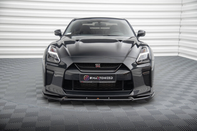 Cup Spoilerlippe Front Ansatz V.2 für Nissan GTR R35 FL schwarz Hochglanz