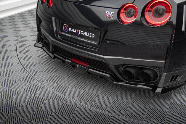 Mittlerer Cup Diffusor Heck Ansatz DTM Look passend für Nissan GTR R35 Facelift schwarz Hochglanz