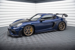 Seitenschweller Ansatz Cup Leisten passend für Porsche 718 Cayman GT4 RS 982c schwarz Hochglanz
