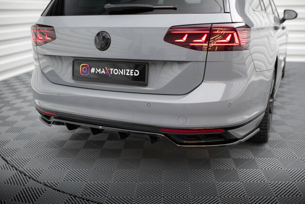 Street+ Mittlerer Diffusor RACE Heck Ansatz passend für VW Passat R-Line B8 FL schwarz Hochglanz