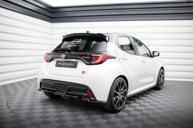 Mittlerer Cup Diffusor Heck Ansatz DTM Look passend für Toyota Yaris GR Sport Mk4 schwarz Hochglanz