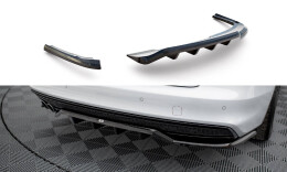 Mittlerer Cup Diffusor Heck Ansatz DTM Look passend für Audi A4 Competition B8 Facelift schwarz Hochglanz