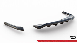 Mittlerer Cup Diffusor Heck Ansatz DTM Look passend für Audi A4 Competition B8 Facelift schwarz Hochglanz