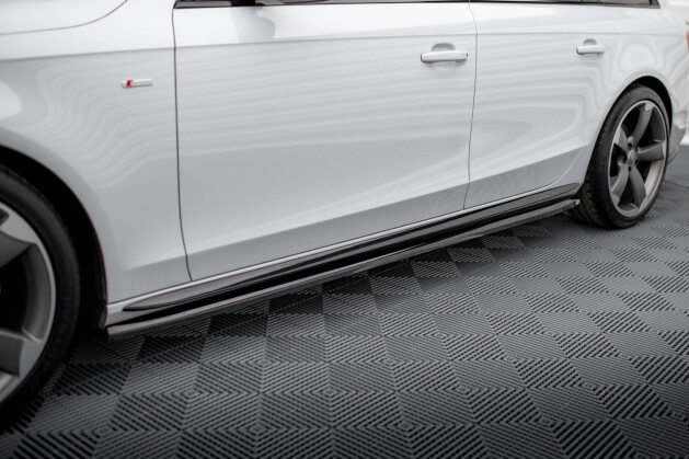 Seitenschweller Ansatz Cup Leisten für Audi A4 Competition B8 Facelift schwarz Hochglanz