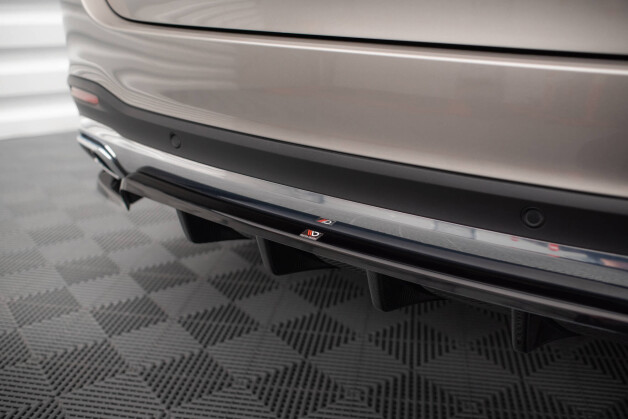 Mittlerer Cup Diffusor Heck Ansatz DTM Look passend für Mercedes-Benz GLE SUV AMG-Line W167 / W167 Facelift schwarz Hochglanz