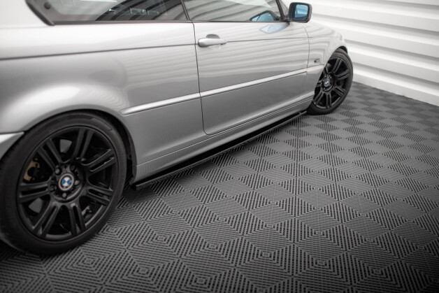 Seitenschweller Ansatz Cup Leisten passend für BMW 3er Coupe E46 schwarz Hochglanz