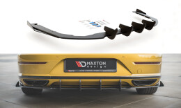 Robuste Racing Heck Ansatz Diffusor +Flaps für VW Arteon R-Line schwarz Hochglanz