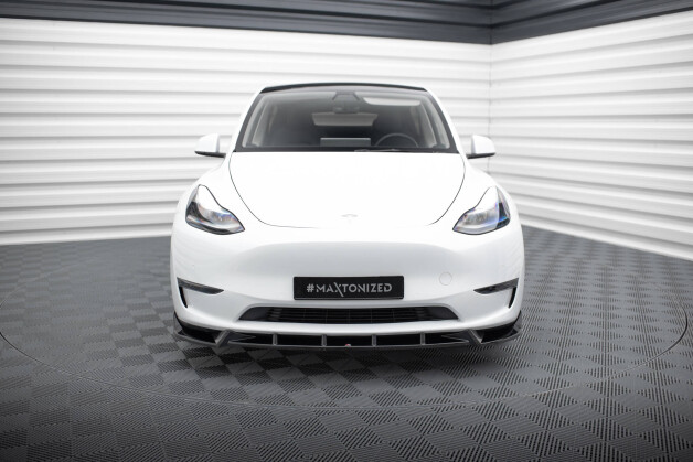 Cup Spoilerlippe Front Ansatz V.1 passend für Tesla Model Y schwarz Hochglanz