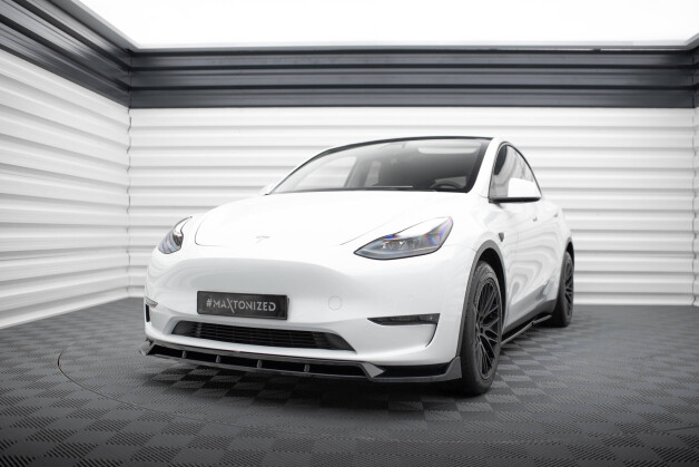 Cup Spoilerlippe Front Ansatz V.2 passend für Tesla Model Y schwarz Hochglanz