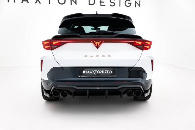 Heck Ansatz Diffusor + Endrohre chrom passend für Cupra Formentor Mk1 FL schwarz Hochglanz