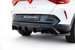Heck Ansatz Diffusor + Endrohre chrom passend für Cupra Formentor Mk1 FL schwarz Hochglanz