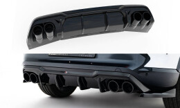 Heck Ansatz Diffusor + Endrohre schwarz passend für Cupra Formentor Mk1 FL schwarz Hochglanz