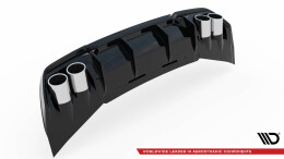 Heck Ansatz Diffusor + Endrohre schwarz passend für Cupra Formentor Mk1 FL schwarz Hochglanz