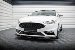 Street Pro Cup Spoilerlippe Front Ansatz passend für Ford Mondeo Sport Mk5 Facelift / Fusion Sport Mk2 Facelift SCHWARZ+ HOCHGLANZ FLAPS