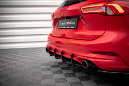 Street Pro Heckschürze Heck Ansatz Diffusor passend für Ford Focus Kombi ST-Line Mk4 schwarz-rot