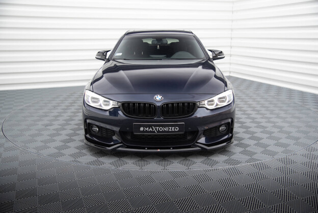 Cup Spoilerlippe Front Ansatz V.5 für BMW 4er Coupe / Gran Coupe / Cabrio M-Paket F32 / F36 / F33 schwarz Hochglanz