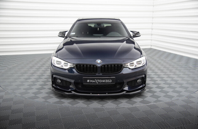 Cup Spoilerlippe Front Ansatz V.6 für BMW 4er Coupe / Gran Coupe / Cabrio M-Paket F32 / F36 / F33 schwarz Hochglanz