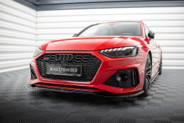 Cup Spoilerlippe Front Ansatz V.1 passend für Audi RS4 B9 Facelift schwarz Hochglanz