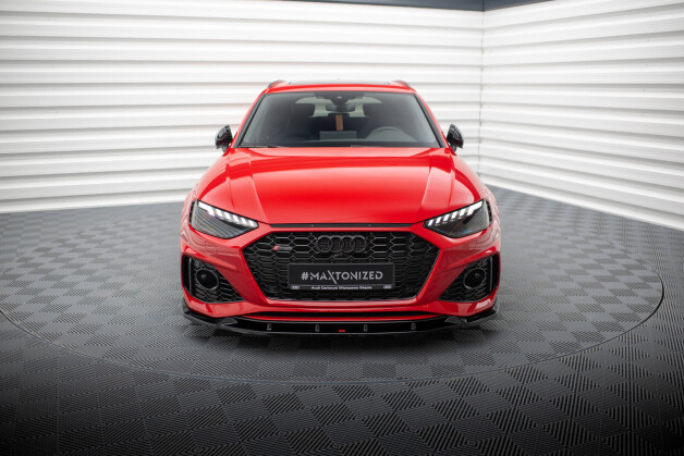 Cup Spoilerlippe Front Ansatz V.2 passend für Audi RS4 B9 Facelift schwarz Hochglanz